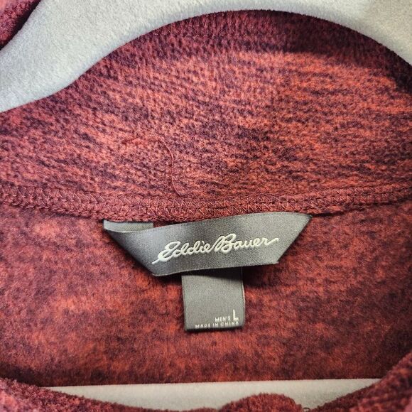 Eddie Bauer Sweater Mens L Red Heathered 1/4 Zip Pullover Fleece Hiking Trails - Picture 5 of 11